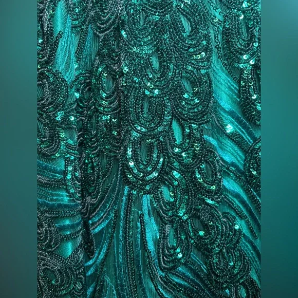 JVN Jovani 60641 Emerald Sequin Prom Ball Gown 6